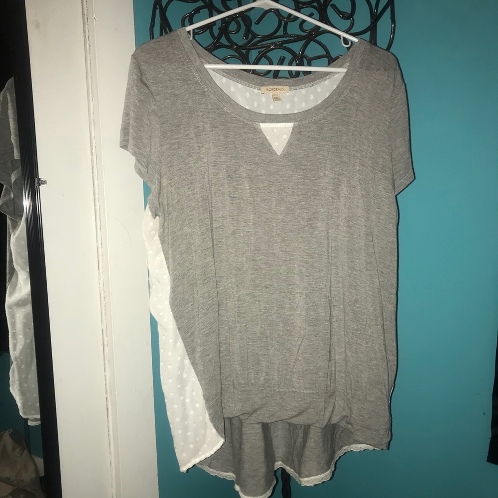Bordeaux grey and white shirt